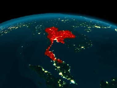 Gece Tayland yörünge görünümü