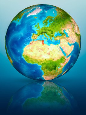 Tunus dünya yansıtıcı yüzeyi üzerinde