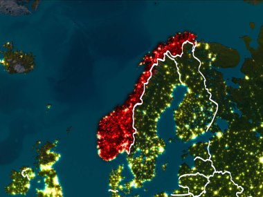 Norveç Haritası geceleri