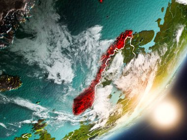 Uzaydan Norveç yükselen güneş