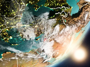 Uzaydan Lübnan yükselen güneş