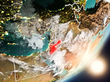 Uzaydan Jordan yükselen güneş