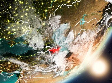 Uzaydan Azerbaycan yükselen güneş