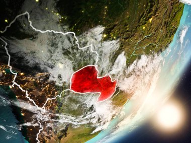 Güneş doğuyor Paraguay uzaydan