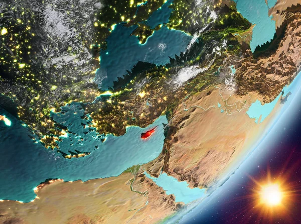 Yörünge gündoğumu sırasında Kıbrıs'tan manzaralar