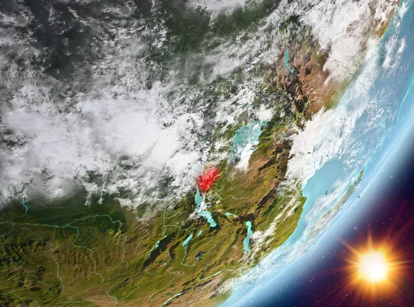 Burundi yörünge görünümü gündoğumu sırasında