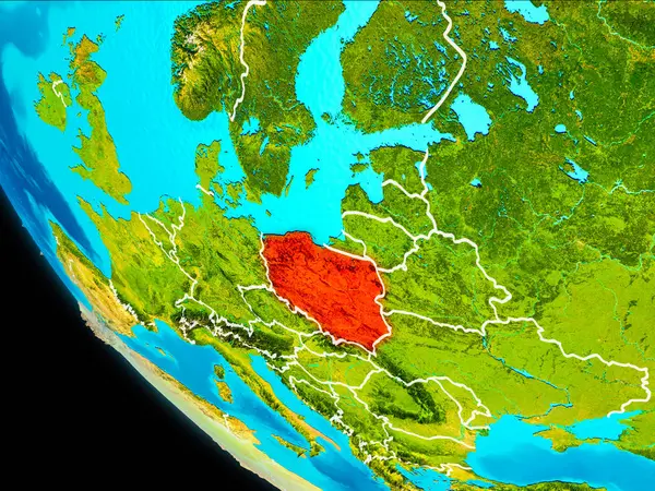 우주에서 지구에 폴란드 — 스톡 사진