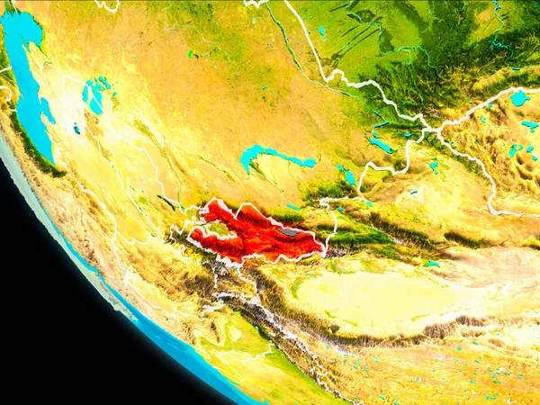 Quirguizistão na Terra a partir do espaço — Fotografia de Stock