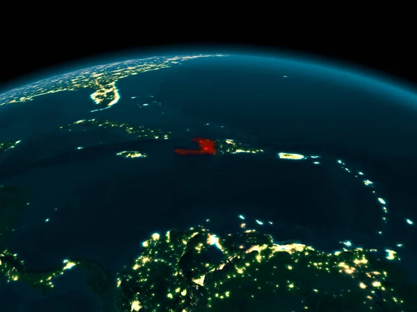 Орбіта подання Гаїті вночі — стокове фото