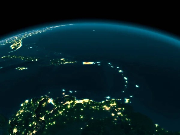 Orbita widok z Puerto Rico w nocy — Zdjęcie stockowe