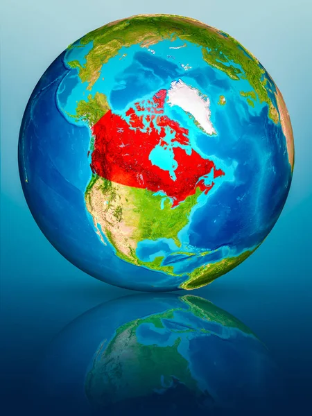 Канада на Земле на отражающей поверхности — стоковое фото