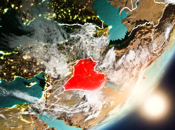 Sol saliendo por encima de Irak desde el espacio —  Fotos de Stock