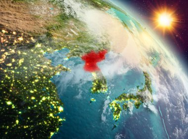 Yörüngeden gündoğumu Kuzey Kore'de