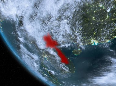 Laos yeryüzünde gece görünümü