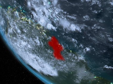 Guyana yeryüzünde gece görünümü