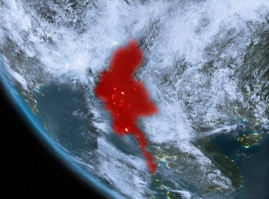 Myanmar yeryüzünde gece görünümü