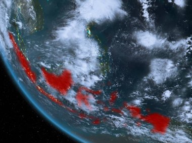 Endonezya yeryüzünde gece görünümü