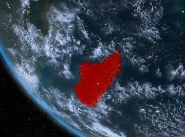 Madagaskar yeryüzünde gece görünümü