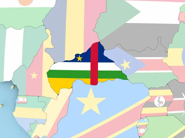 Mappa dell'Africa Centrale con bandiera sul globo — Foto Stock