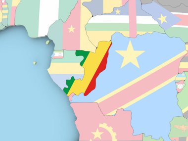Kongo Haritası dünya üzerinde bayrak ile