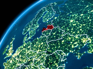 Letonya Haritası geceleri