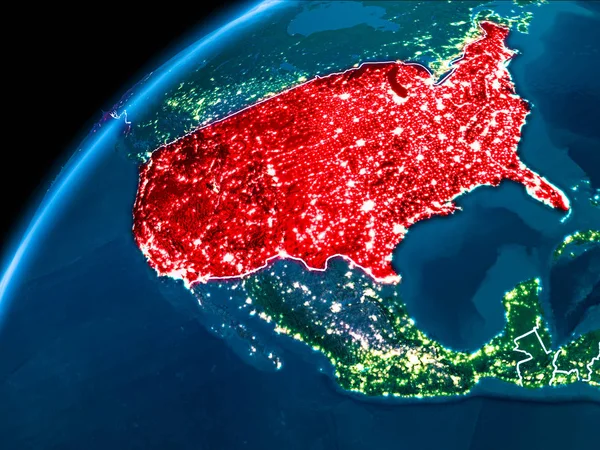 Карта США ночью — стоковое фото