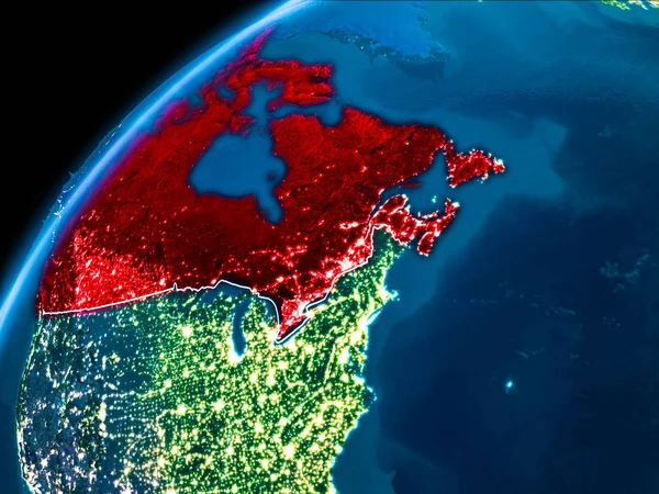 Mapa Kanada w nocy — Zdjęcie stockowe