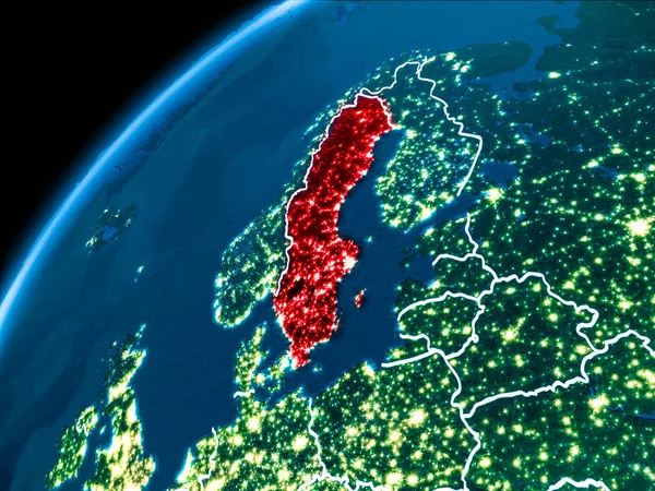 İsveç harita geceleri — Stok fotoğraf