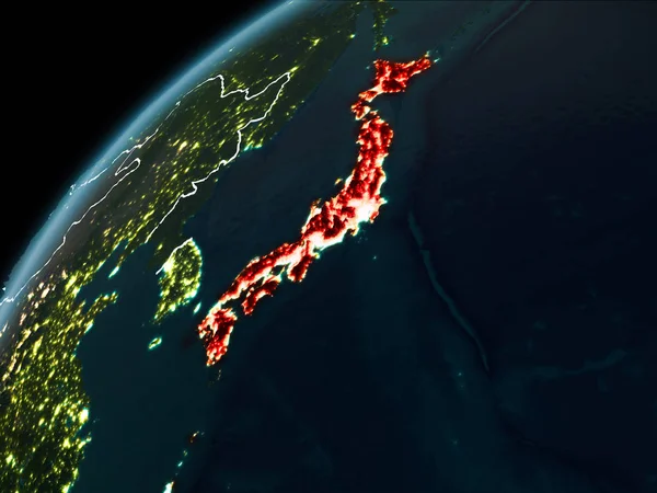 Nacht over japan — Stockfoto