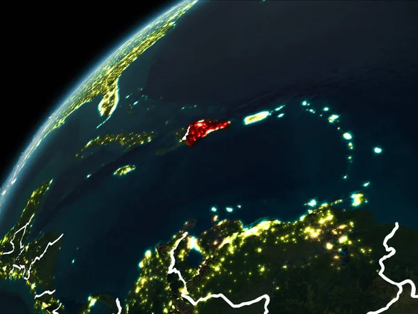 Ночь над Доминиканской Республикой — стоковое фото