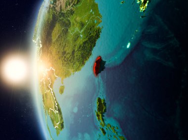 Günbatımı Tayvan uzaydan yukarıda