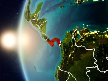 Günbatımı Panama uzaydan yukarıda