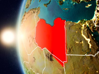 Günbatımı Libya uzaydan yukarıda