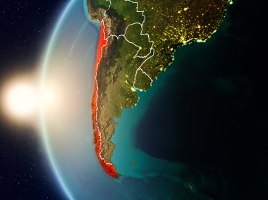 Günbatımı Şili uzaydan yukarıda