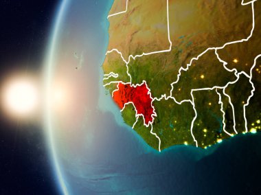 Günbatımı Gine uzaydan yukarıda