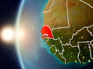 Günbatımı Senegal uzaydan yukarıda