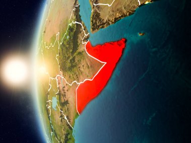 Uzaydan gelen Somali yukarıda günbatımı