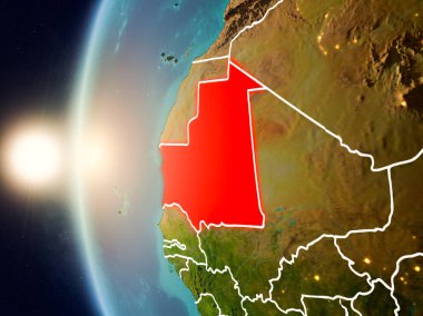 Günbatımı Moritanya uzaydan yukarıda