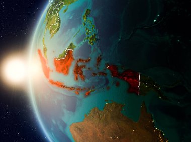 Günbatımı Endonezya uzaydan yukarıda