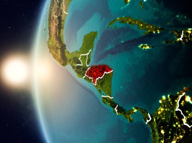 Günbatımı Honduras uzaydan yukarıda