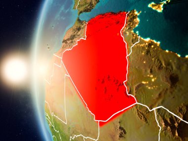 Uzaydan gelen Cezayir yukarıda günbatımı