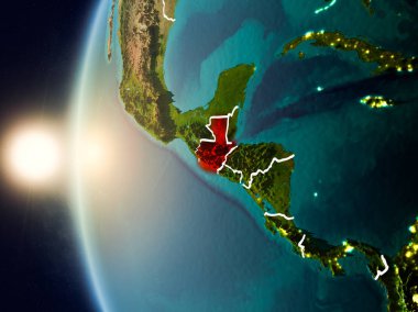 Guatemala uzaydan yukarıda günbatımı