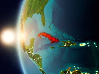 Küba'dan alan yukarıda günbatımı