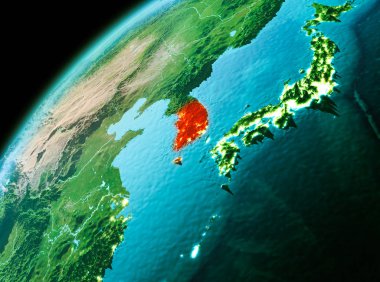 Güney Kore akşam uzaydan