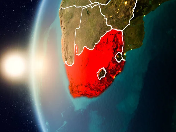 Günbatımı Güney Afrika uzaydan yukarıda