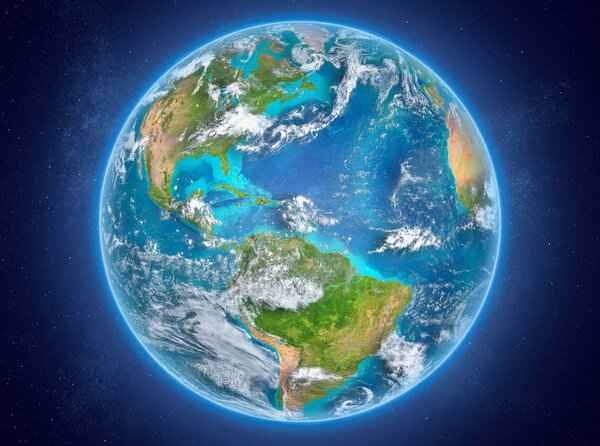 Caribbean on planet Earth in space