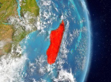 Madagaskar yörünge görünümünde kırmızı