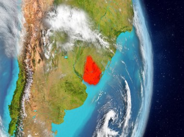 Uruguay yörünge görünümünde kırmızı