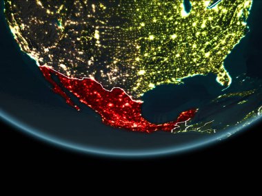 Meksika gece uzaydan yeryüzündeki