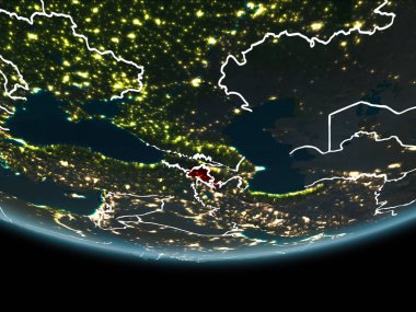 Ermenistan gece uzaydan yeryüzündeki